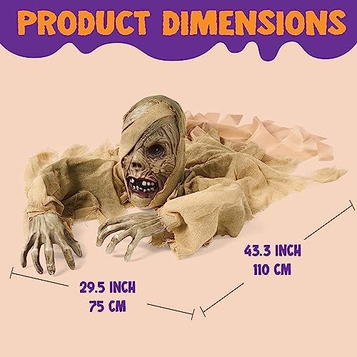 JOYIN Halloween Zombie Groundbreaker Outdoor Decoration, Zombie Groundbreaker with Light-up Eye and Creepy Sound (IR Sensor Activated) for Halloween Outside, Lawn, Graveyard Decor, Haunted House Props