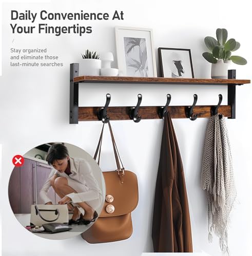 Rustic Coat Rack Wall Mount / Rustic Brown / 29 Inch