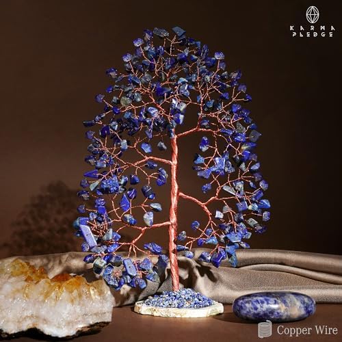 Crystal Tree of Life Birthday Gifts for Women, Men, Frineds, Handmade Lapis Lazuli Chakra Healing Tree for Home, Room