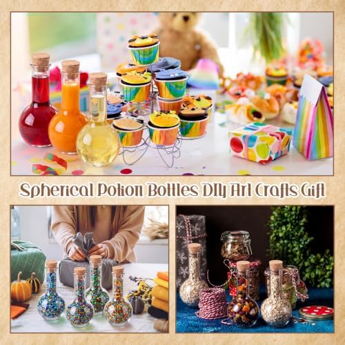 Baderke 10 Sets 3 oz Plastic Potion Bottles with Cork Ball Shaped