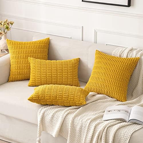 MIULEE Decorative Throw Pillow Covers 16x16 Mustard Yellow Pack of 2