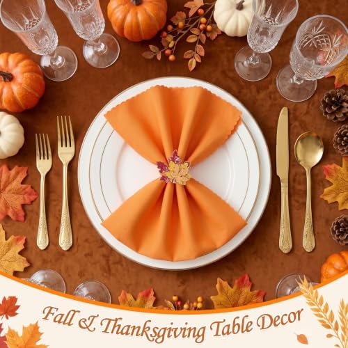 Fall Thanksgiving Cloth Napkins and Napkin Rings, Fall Table Decorations
