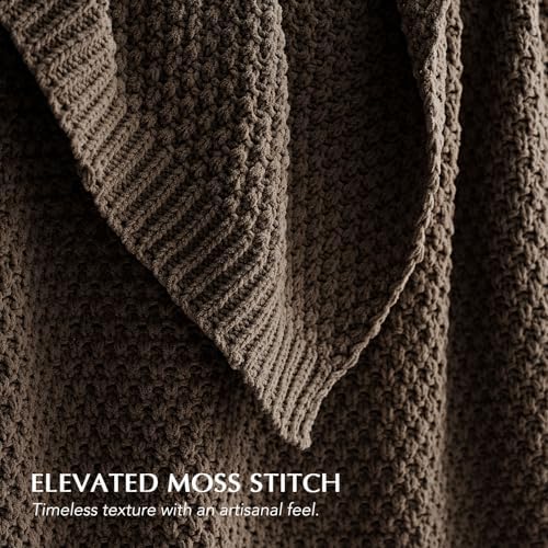 EVERGRACEHOME Chunky Chenille Knit Throw Blanket, 60 x 80, Cocoa Brown