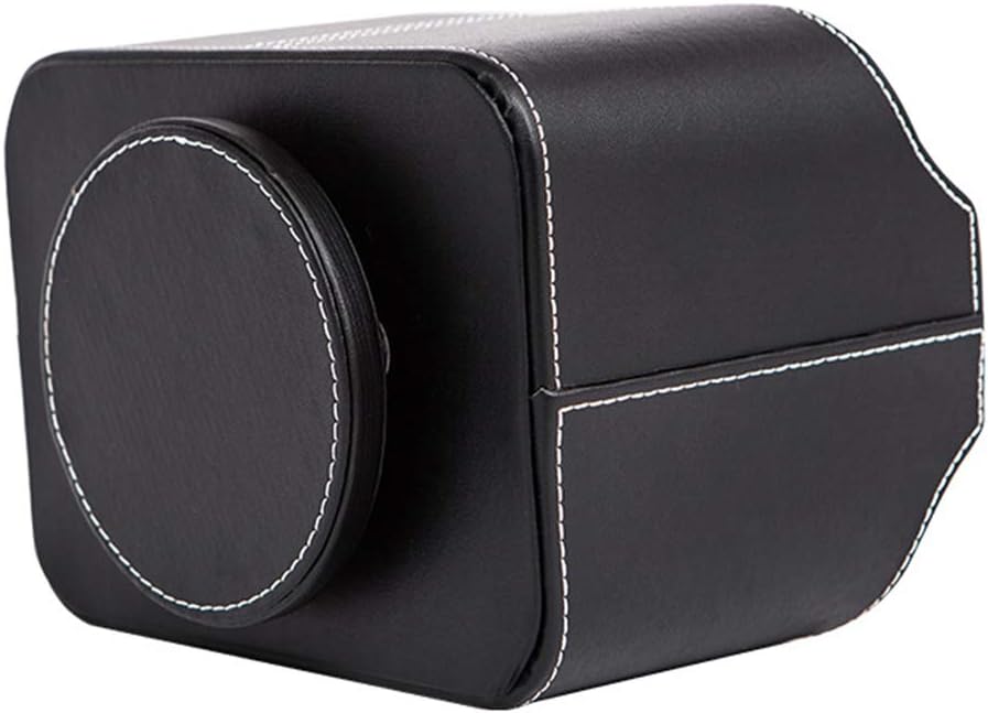 PU Leather Remote Control Holder Rotate 360 ​​degrees Desk Organizer Storage Box for Remote / Black