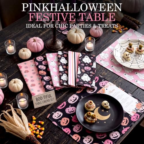 Mixweer 12 Pack Halloween Cloth Napkins Bulk, 15 x 15 Inch Square