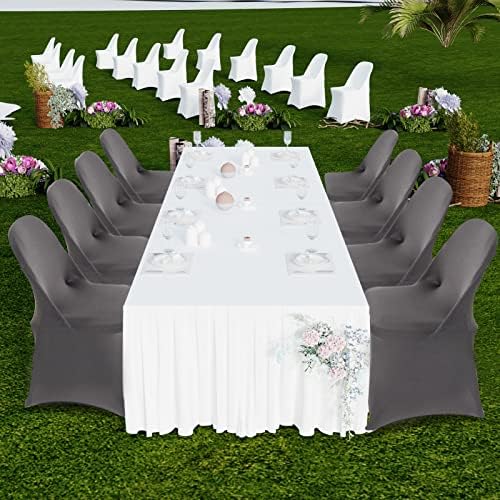 HAINARverS Folding Chair Covers for Wedding, 10pcs Gray
