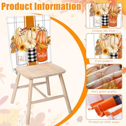 6 Pcs Fall Chair Covers, Harvest Plaid Dining Chair Slipcovers