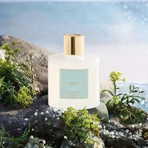 COCORRÍNA Reed Diffuser - Ocean Mist 6.7 Fl.oz Reed Diffuser Set with Sticks & Preserved Baby's Breath, Reed Diffuser