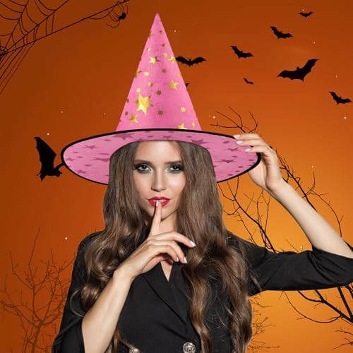 Newcotte 16 Pieces Witch Hats Halloween Costumes for Women Men Modern Witch Hats Fancy Dress Party Decorations