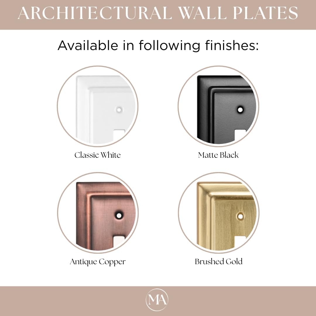 Monarch Abode Single Toggle Light Switch Cover Plate – 1-Gang Brushed Gold Outlet Covers, Architectural Decorative