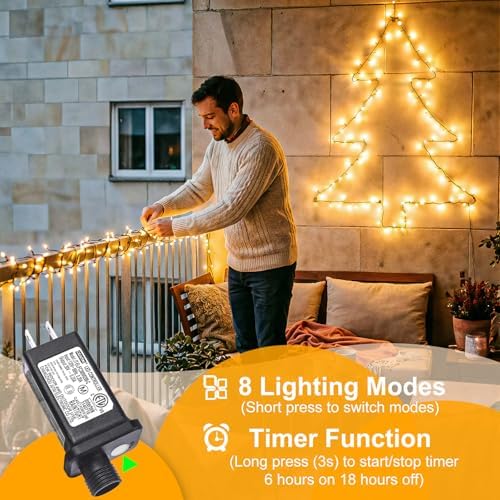 2 Pack Christmas Lights Outdoor, Total 200FT 600 LED Christmas Tree Lights