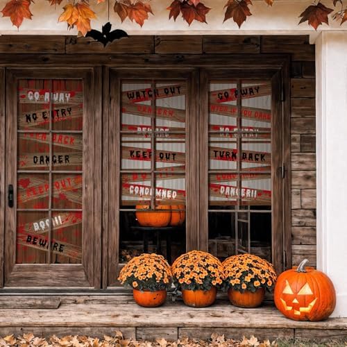 DoubleFill 3 Pcs Halloween Window Door Covers Set Scary Warning Sign