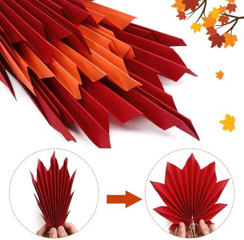 NOVWANG 12Pcs Fall Paper Fan Decorations 6 Maple Leaves and Round Hanging Paper Fans Classroom Office Decoration for Thanksgiving Autumn Harvest Rustic Party Birthday Wedding Decor