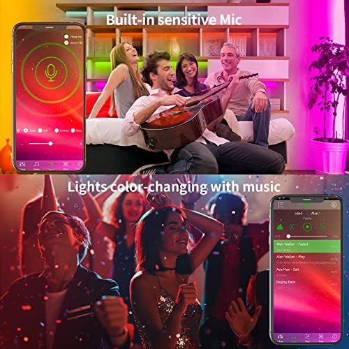 KSIPZE 100ft Led Strip Lights RGB Music Sync Color Changing Led Lights with Smart App Control Remote Led Lights for