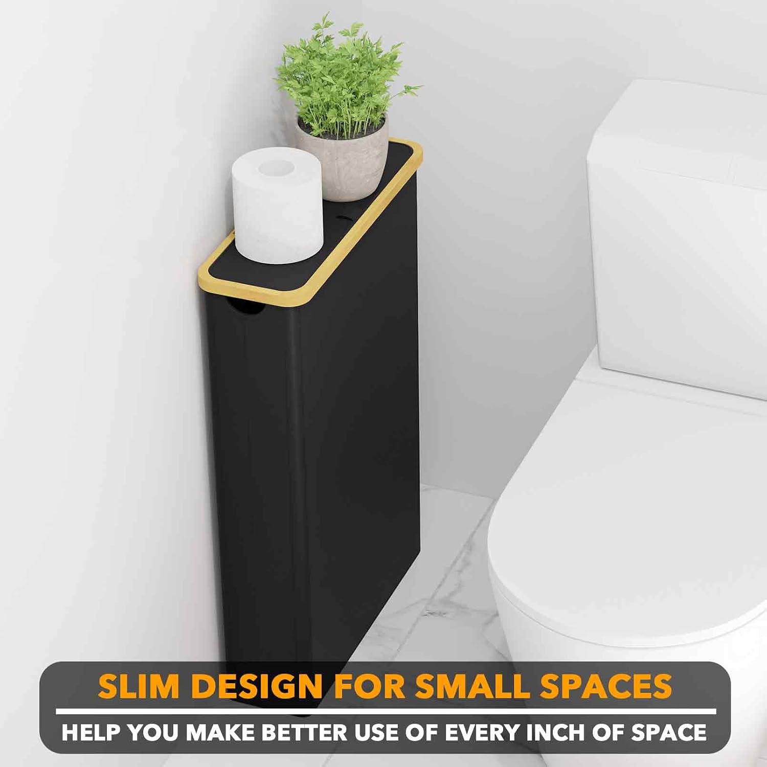 SpaceAid Extra Large Toilet Paper Storage with Lid, Hold up to 24 Regular Rolls or 18 Mega Rolls, Slim Toilet Paper