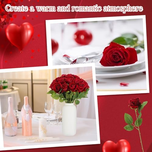 Hotop 80 Pcs Artificial Roses Flowers Bulk, Burgundy