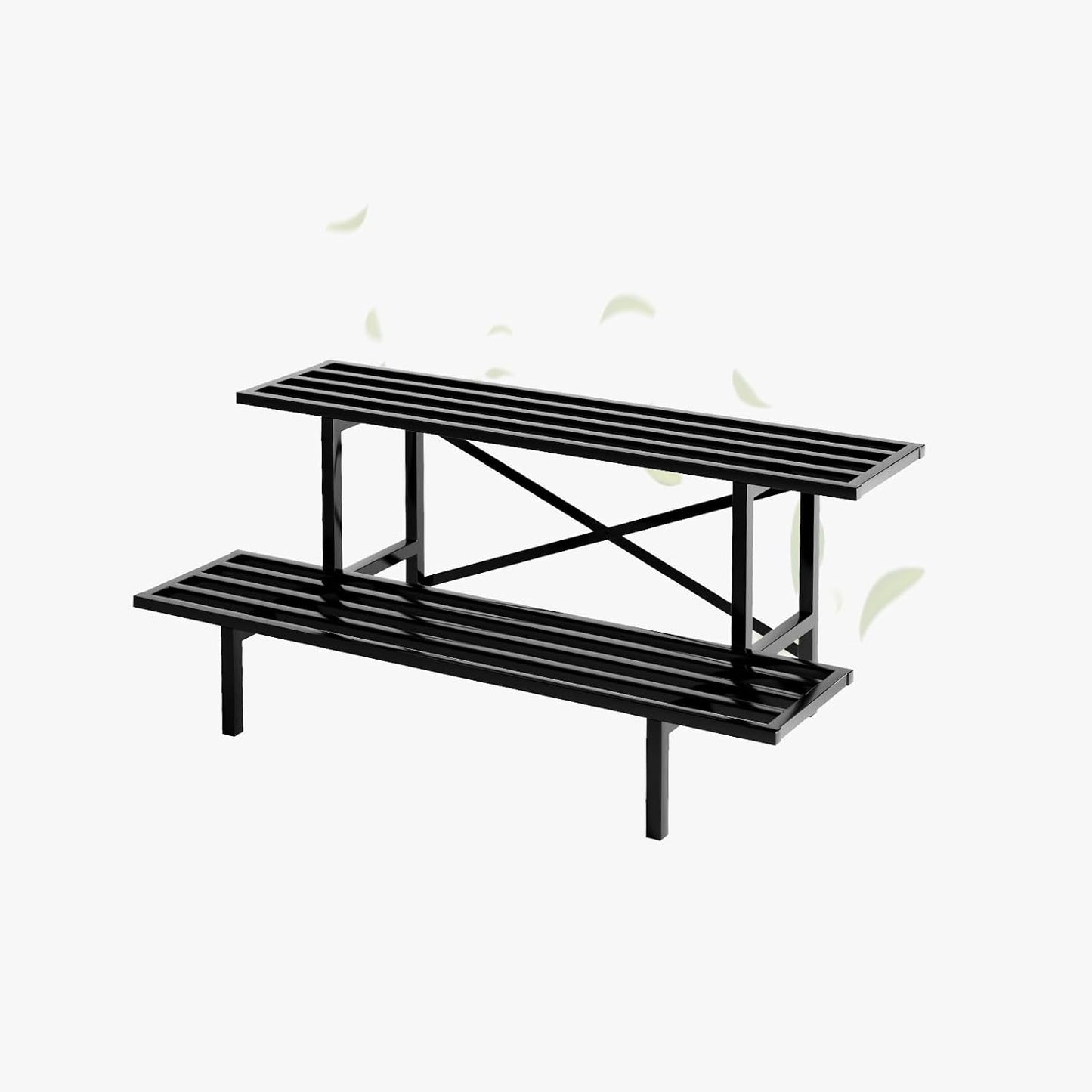 Zhongma 2 Tier Sturdy Metal Plant Stand Heavy Duty Plant Holder for Home Indoor and Outdoor, L35.43 x W17.5 x H14 inch