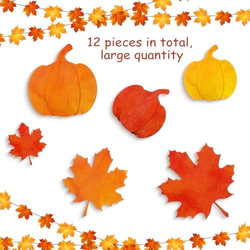 Bencailor 12 Pcs Fall Table Decoration Pumpkin Maple Leaf Tiered Tray Decor