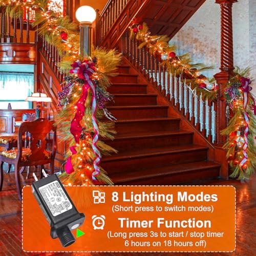 2 Pack Halloween Lights Outdoor, Total 200FT 600 LED Orange String Lights