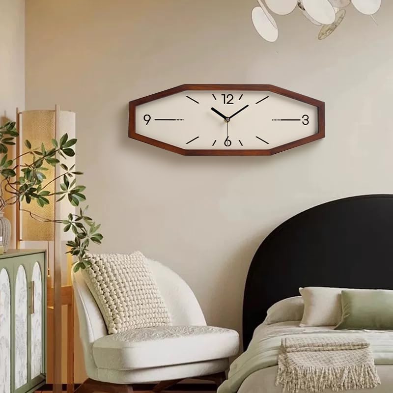Wooden Retro Wall Clocks, 18 Inches Square Clocks Rectangular Wall Clock | Battery Operated Silent Non-Ticking, for