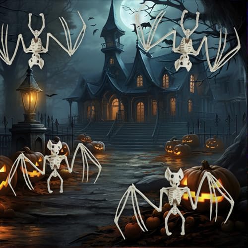 Halloween Animal Skeleton Decor Halloween Decorative Horrible Cow Bat Spider Rat Bones for Decoration (4, bat)