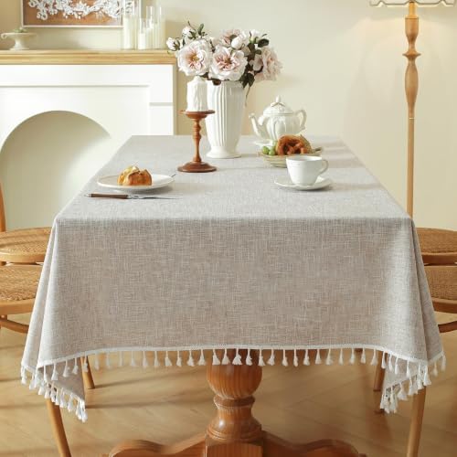 Deep Dream Tablecloths, Waterproof Table Cloth, Linens Wrinkle Free Anti-Fading, Rustic Table Cover Decoration for Kitchen Dinning Party (Rectangle/Oblong,55''x120'',10-12 Seats, Solid Khaki)
