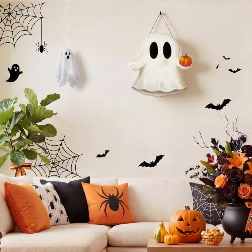 Smile Halloween Wooden Door Hanger with Cute Ghost Design Wall Decor