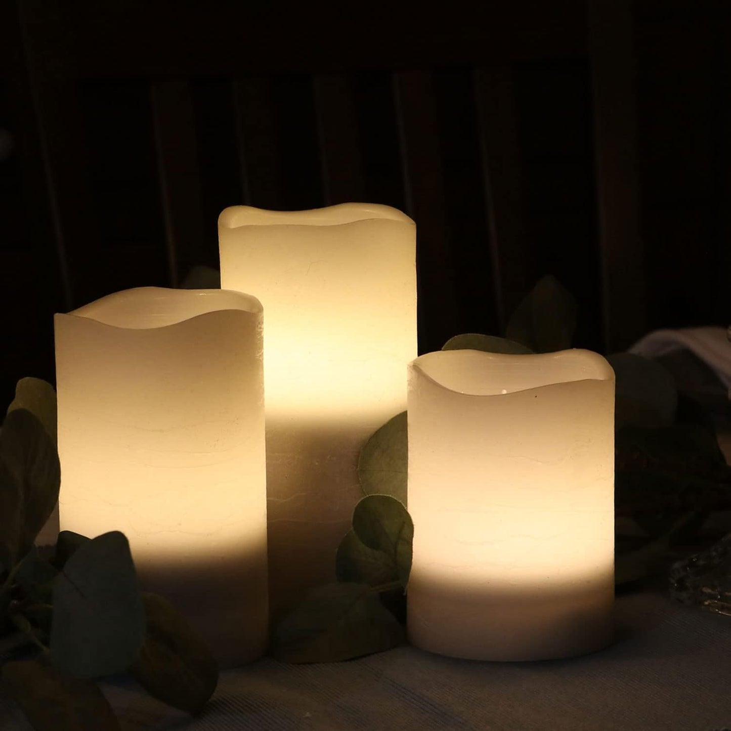 Rhytsing Grey Battery Operated Flameless Led Candles with Timer Function, Warm White Light, Real Wax Finish, 6