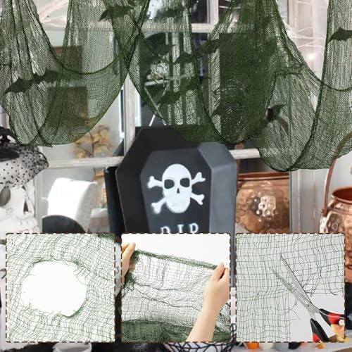 Halloween Green Creepy Cloth 79 X 591 in, Spooky Scary Gauze for Home Decor