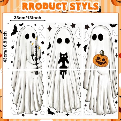 3 Sheets Halloween Large Ghosts Window Clings Decoration