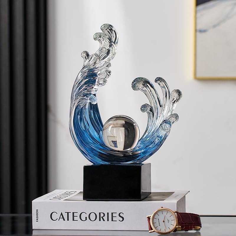 Modern Abstract Decorative Wave Statue / A / Navy-blue