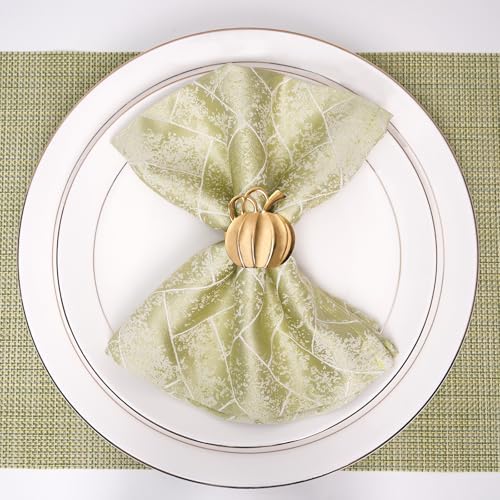 Gold Pumpkin Napkin Rings Set of 6 Fall Napkins Ring Retro Serviette Buckles Gold Adornment for Thanksgiving Halloween Table Settings