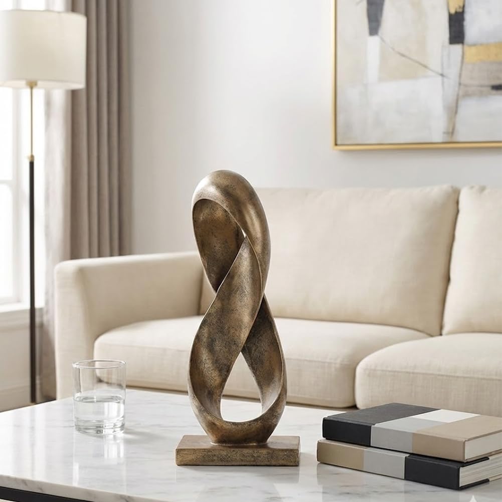 Large Knot Decor Statue Tall / Bronze / 14.6 Inch