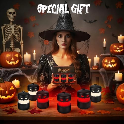 EverBrite 3-Pack Halloween Collapsible Skeleton Lantern, Two Color Changing