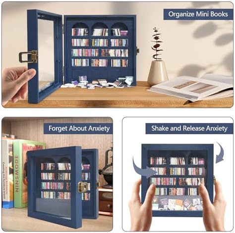 Anxiety Bookshelf – Mini Books Display for Stress Relief and Fun Decor, Perfect Decorative Miniature Library for Book