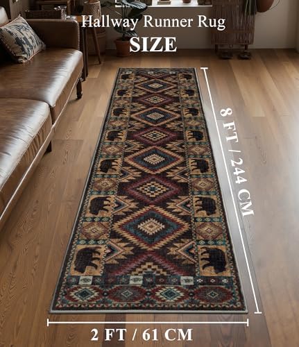 YIHOUSE Washable Western Cabin Runner Rug 2x8 Hallway