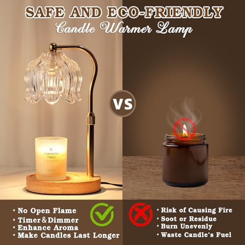 Funistree Flower Candle Warmer Lamp with Timer, Dimmable Candle Lamp Warmer, Christmas Birthday Gifts for Women Mom