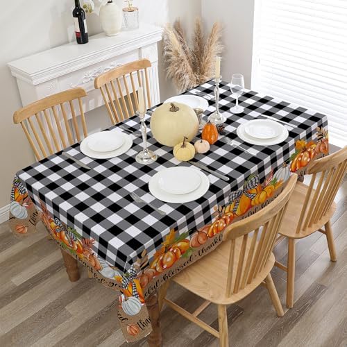 Thanksgiving Tablecloth 60x84 Inch - Fall Decor Fade Resistant