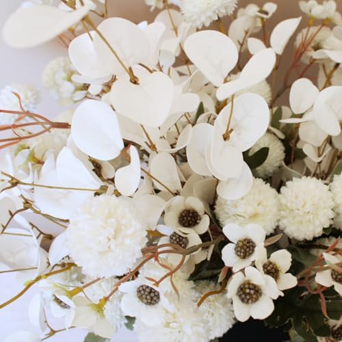 20pcs White Artificial Flowers Bulk Centerpiece For Table, Real Look