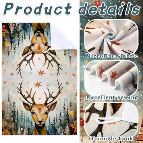 Bencailor 6 Pcs Christmas Kitchen Towel, Multicolor, Elk