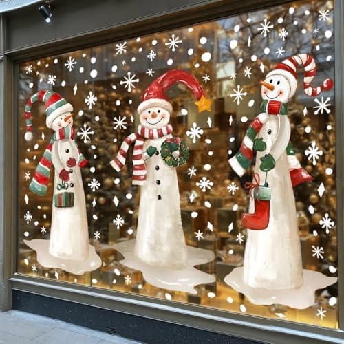 3 Sheets Christmas Extra Large Snowman Window Clings, Winter Stickers Decor