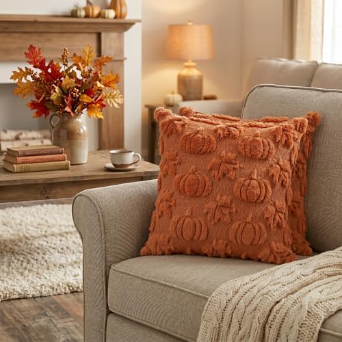 AVOIN colorlife Caramel Pumpkin Fall Throw Pillow Covers 18x18 Inch