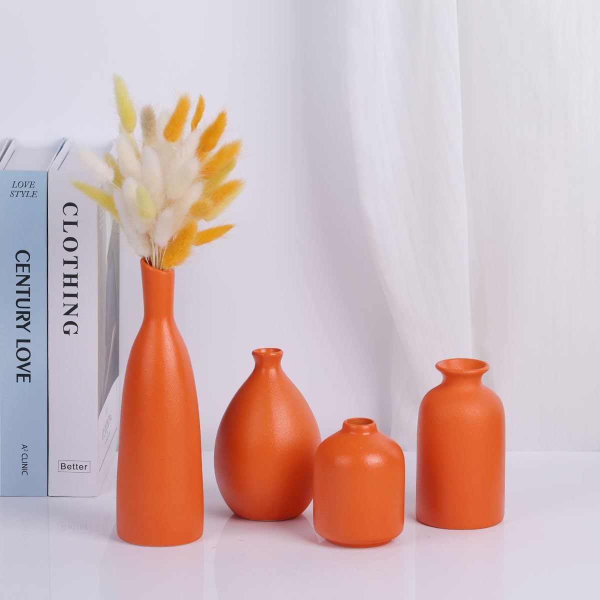 Orange Ceramic Bud Vases / Orange Set / Set of 4