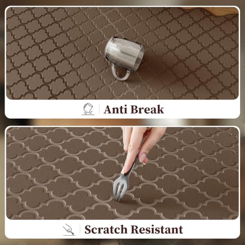 Arenarug Upgrade Scalloped Kitchen Mats for Floor 2PC, Brown Kitchen Rugs