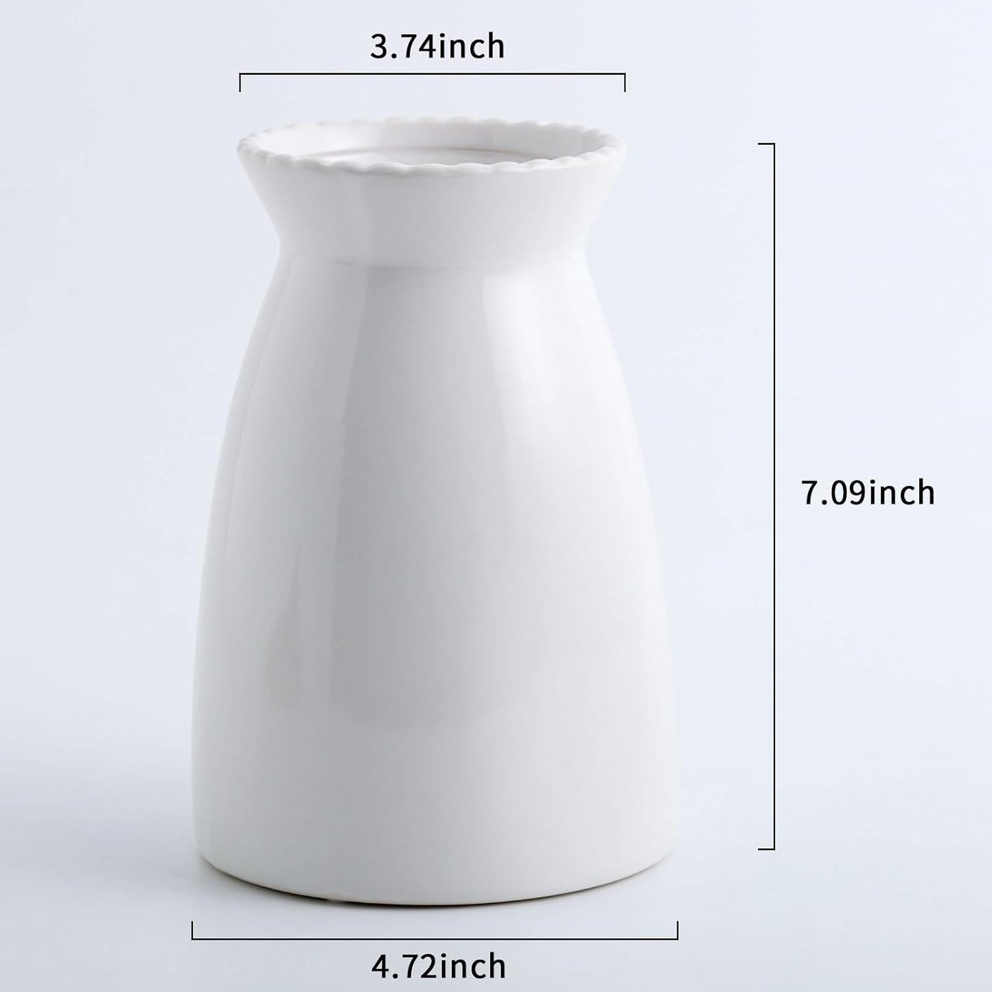 Modern Vases / White Flower Vase- Ceramic Vase for Decor / White-7inch