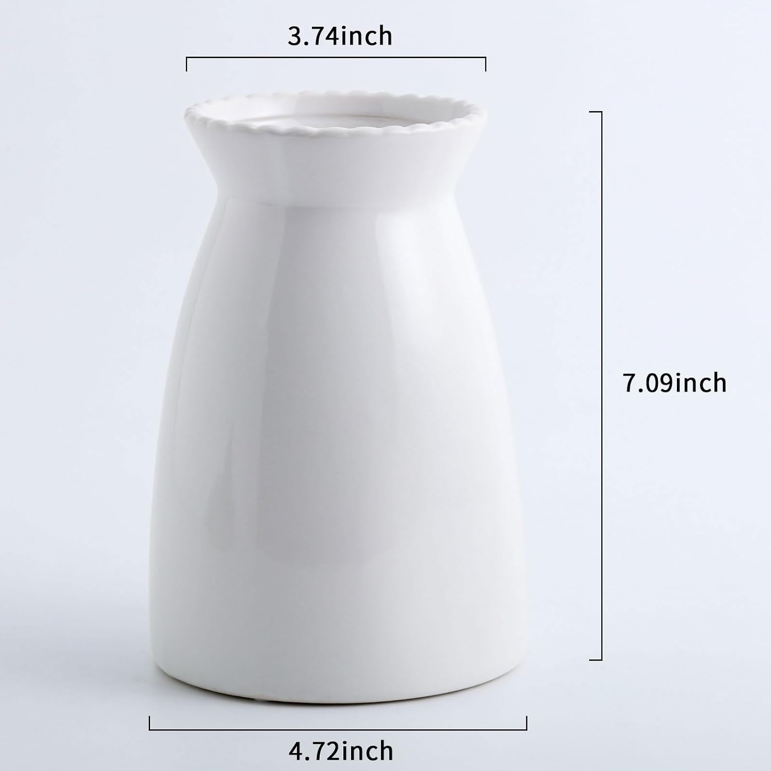 Modern Vases / White Flower Vase- Ceramic Vase for Decor / White-7inch