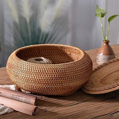 Round Rattan Boxes / 22 x 13 / Cm