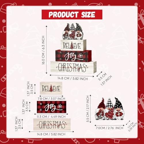 Smile Christmas Wooden Sign Tabletop Decor Gnome Believe Joy