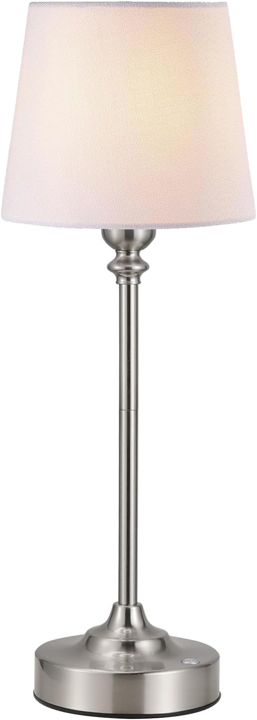 Kakanuo Cordless Table Lamp Rechargeable Silver - 1 Pack 4000mAH Battery Operated Lamp for Decor, 3000K Stepless