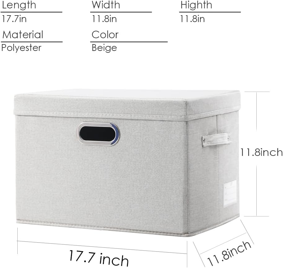 Large Collapsible Storage Bins / Beige / L / Set of 3